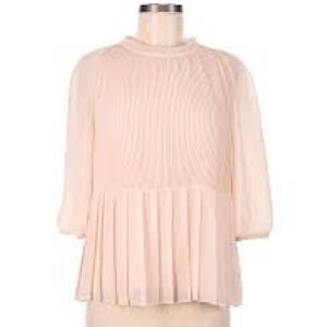 Ted Baker Blush Pink Pleated Peplum Top Size 0